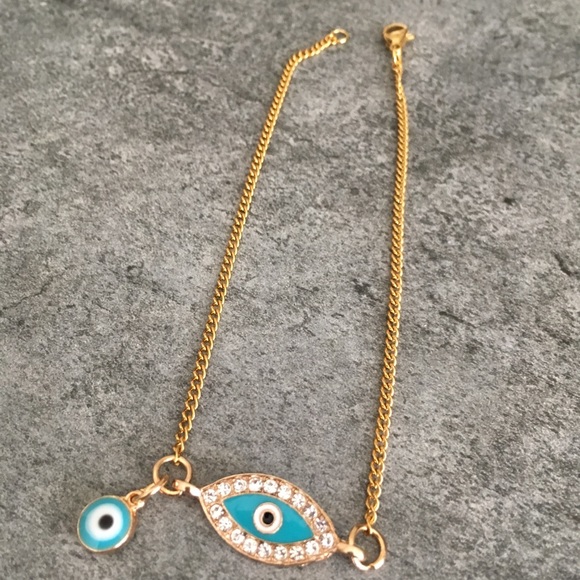 Evil Eye 🧿 Anklet Stainless Steel Gold Plated 🧿 - Picture 5 of 7